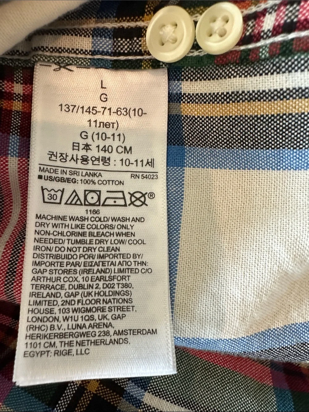 GAP Classic Plaid Long-Sleeve Shirt - Red & Green Boys 10